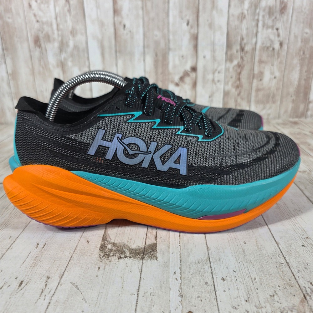 Hoka Mach X 2 Mens Running Shoes Black Teal Orange Sneakers 9.5 D 1123112-BCOR